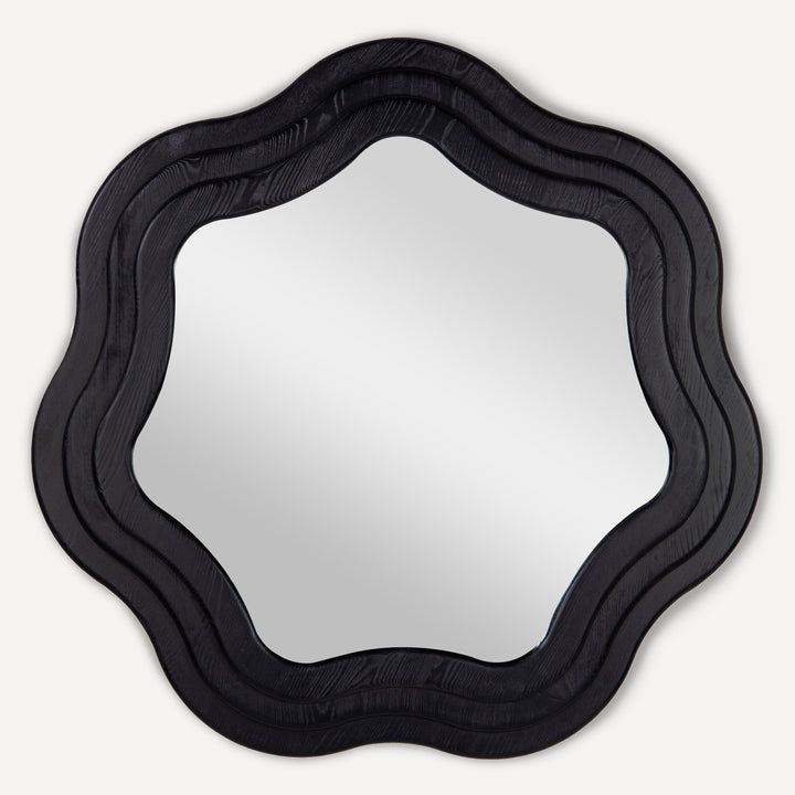 Whimsical Swirl Rattan Wall Mirror - Graphic Oak Frame