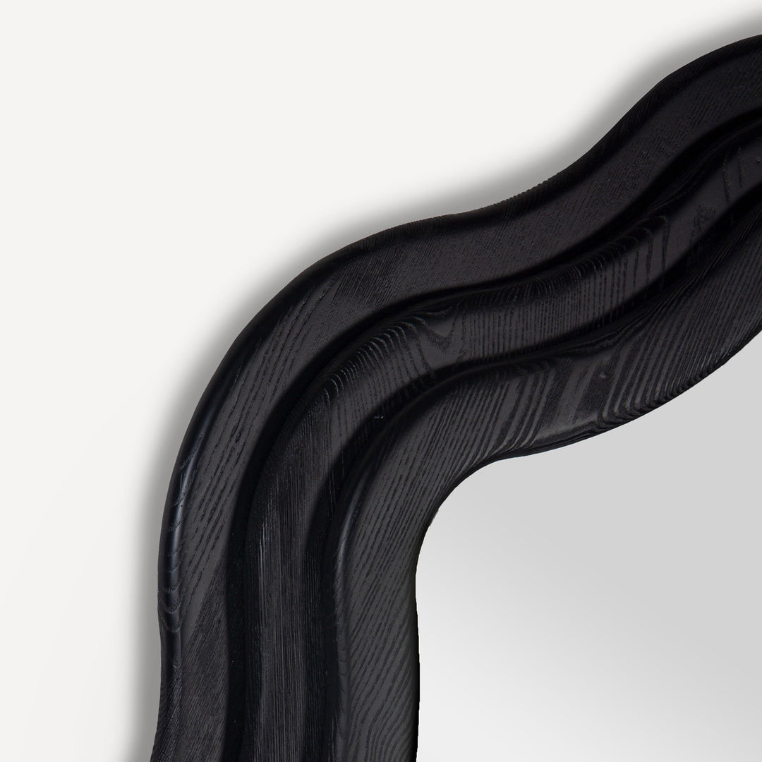 Whimsical Swirl Rattan Wall Mirror - Graphic Oak Frame