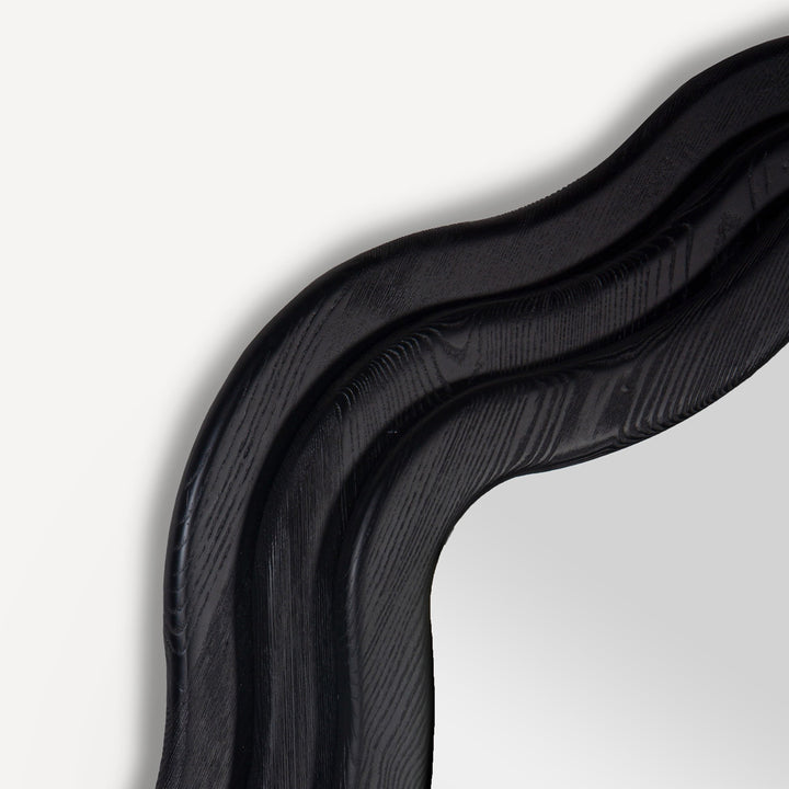 Whimsical Swirl Rattan Wall Mirror - Graphic Oak Frame