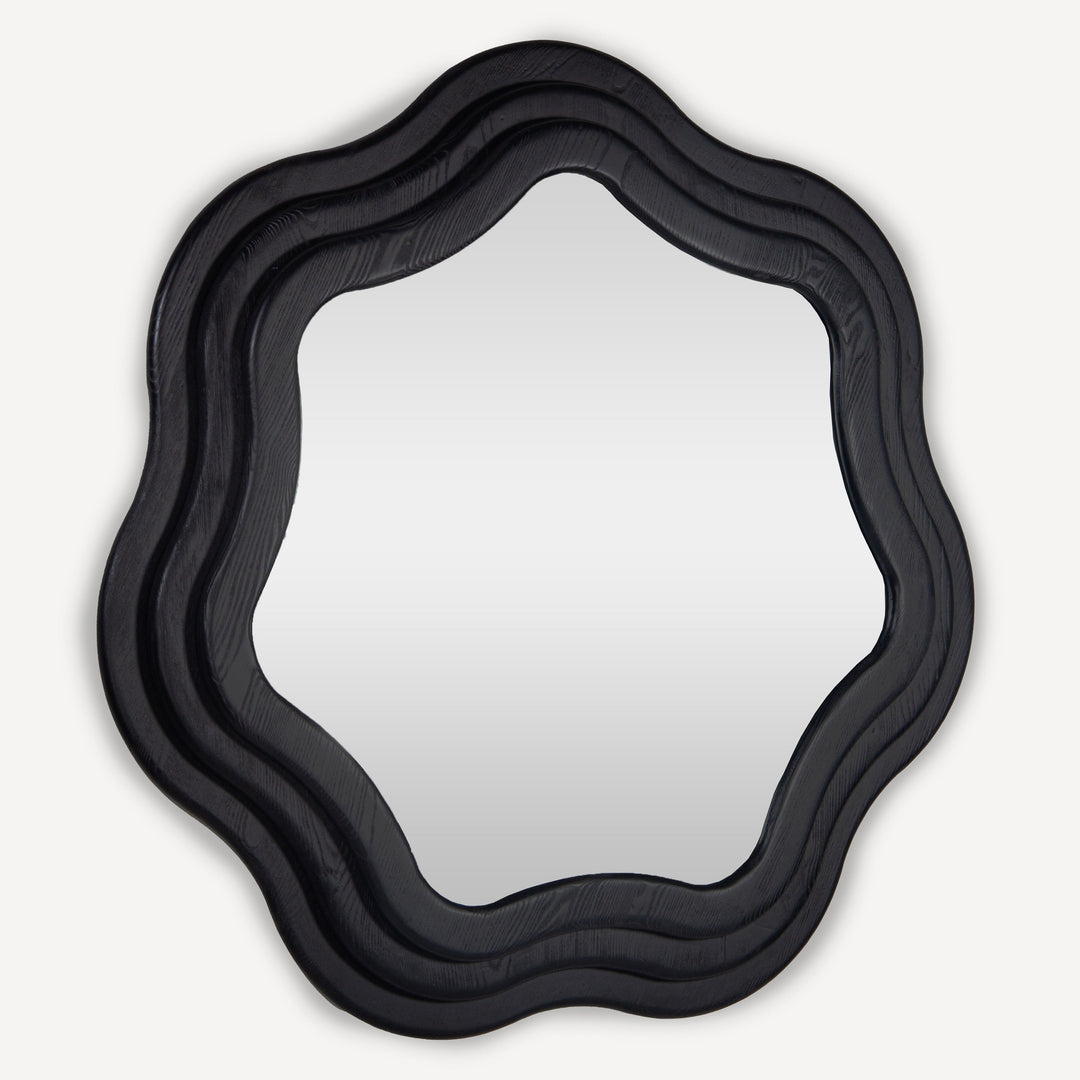 Whimsical Swirl Rattan Wall Mirror - Graphic Oak Frame