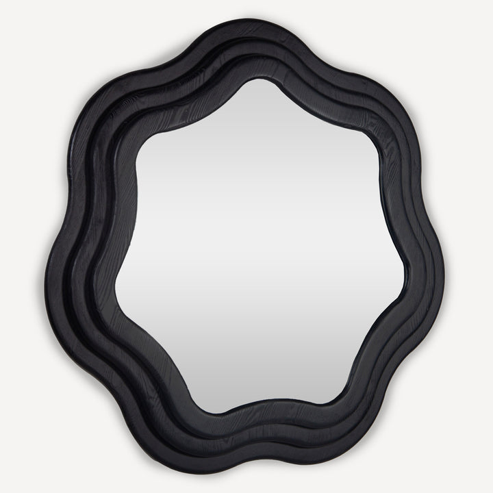 Whimsical Swirl Rattan Wall Mirror - Graphic Oak Frame