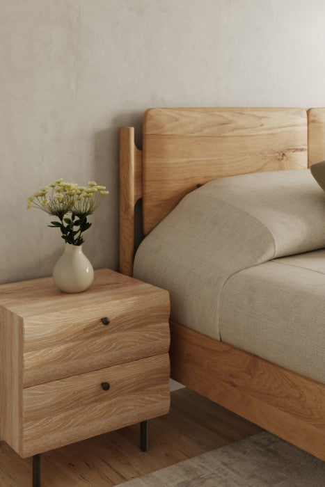 Solstice Curve Modern Oak Nightstand