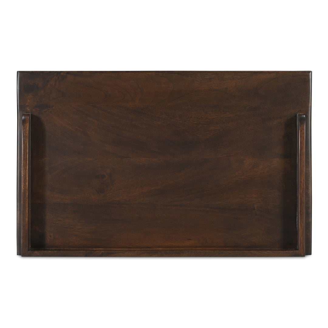 Sophisticated Mango Wood & Brass Nightstand with Shelf
