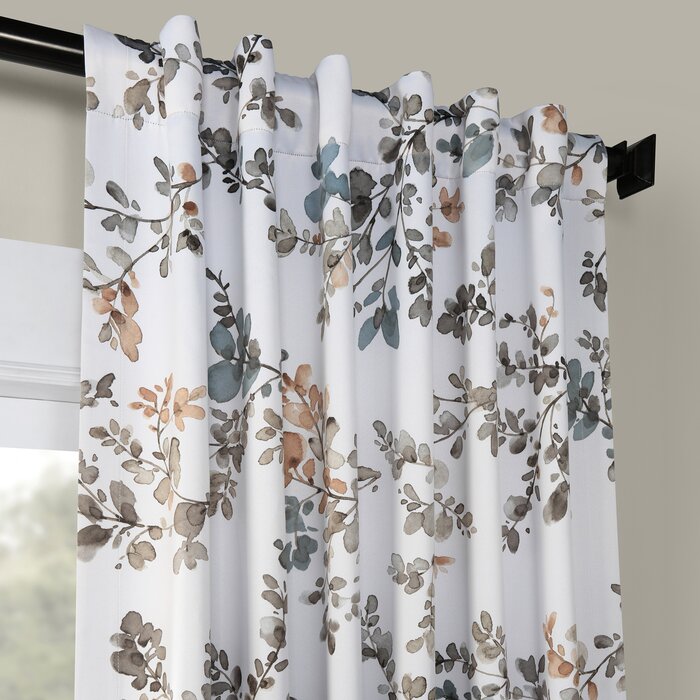 Bickford Floral Room Darkening Thermal Rod Pocket Single Curtain Panel