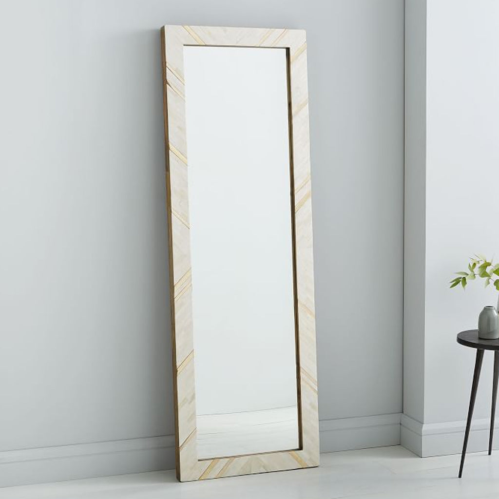 Brass and Bone Rays Floor Mirror