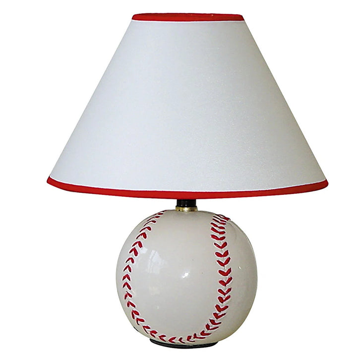 12" Ceramic Baseball Sports Table Lamp With Empire Shade