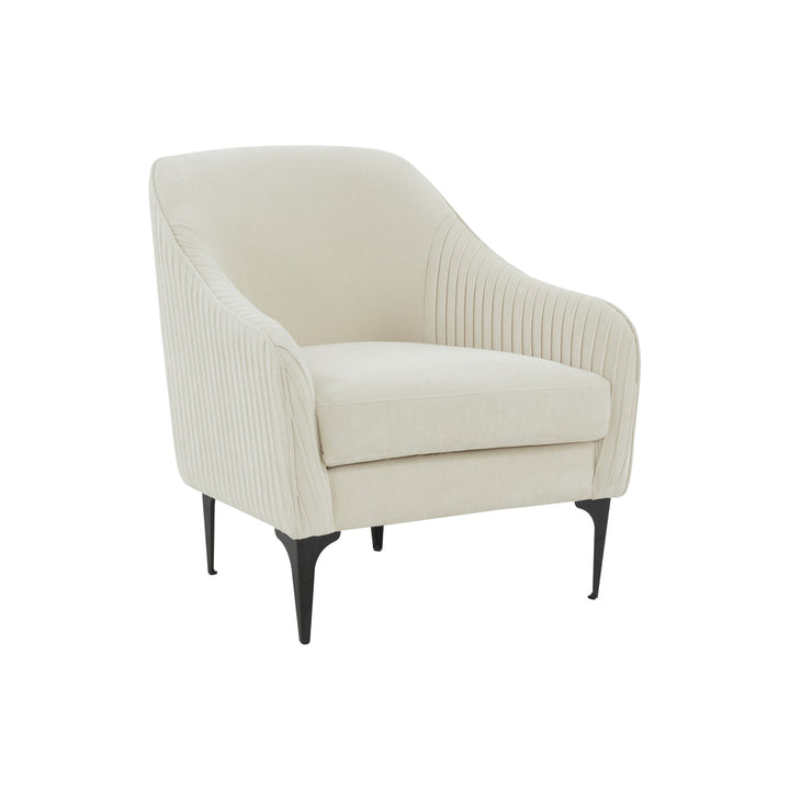 Sirene Cream Velvet Accent Chair with Brass Legs