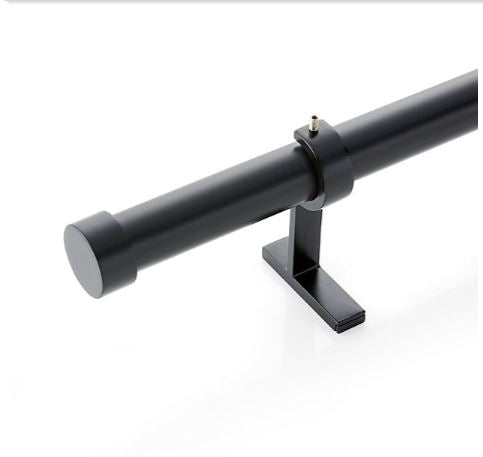CB Matte Black End Cap and Curtain Rod Set 120-170