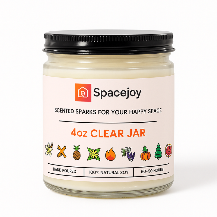 4oz Clear Jar Candle with Black Lid