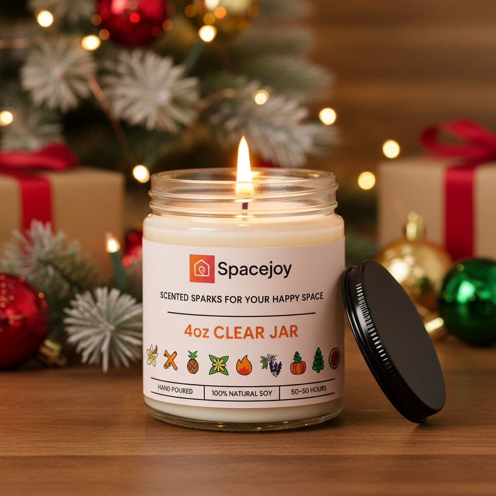 4oz Clear Jar Candle with Black Lid