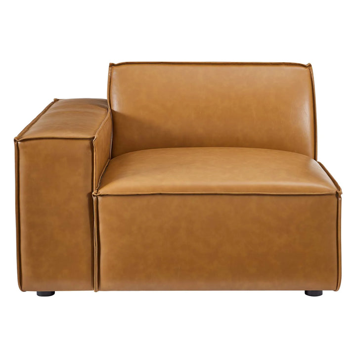 Tressor Left-Arm Vegan Leather Sectional Sofa Chair - Tan