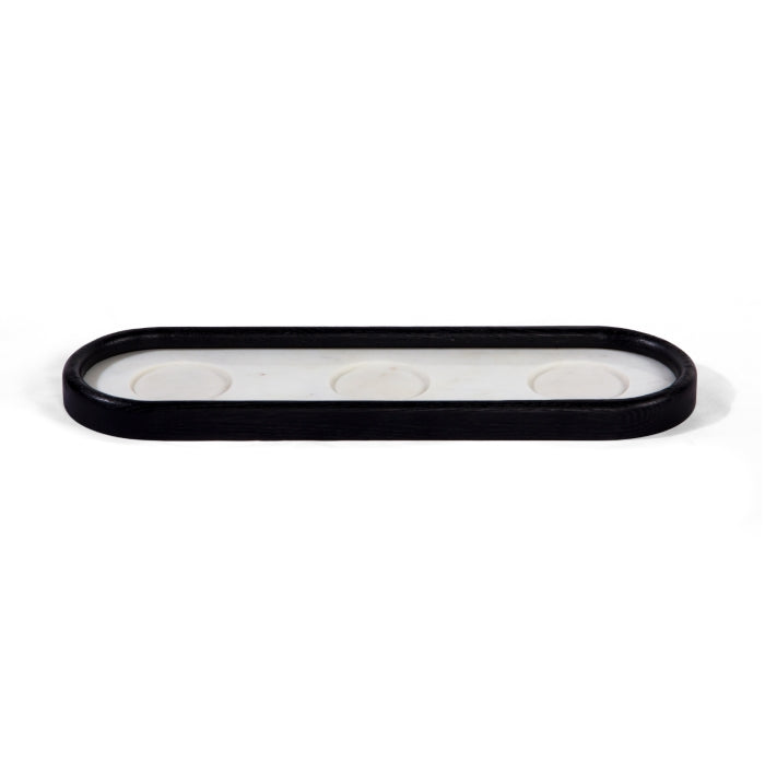 Modern Oak & Marble Votive Stand