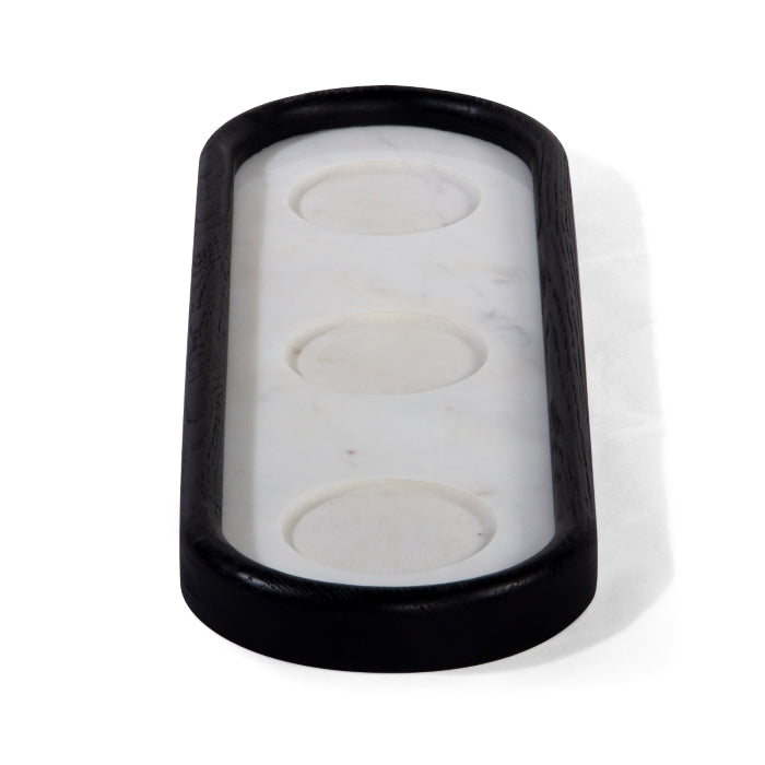 Modern Oak & Marble Votive Stand
