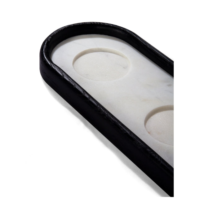 Modern Oak & Marble Votive Stand