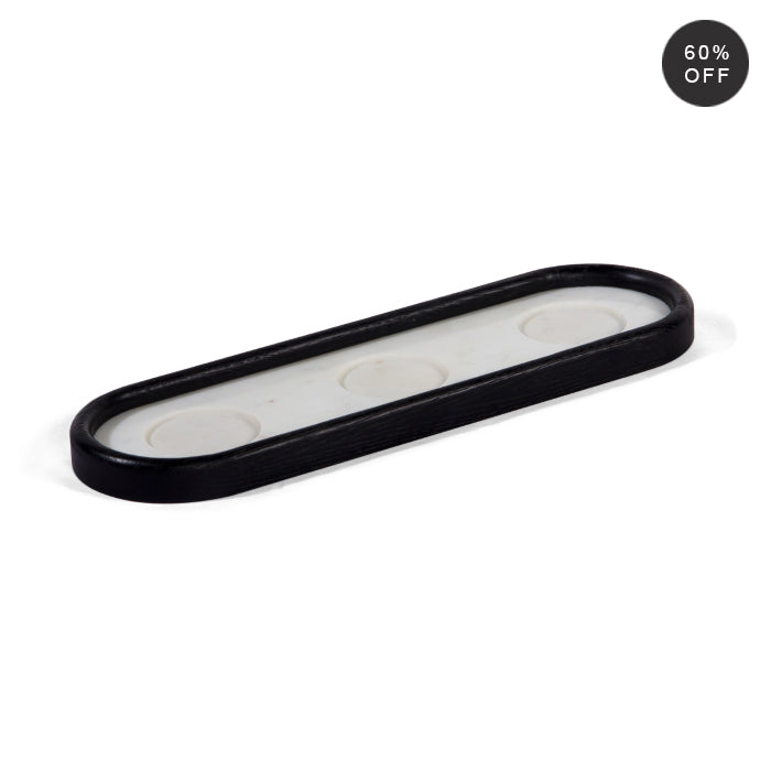 Modern Oak & Marble Votive Stand