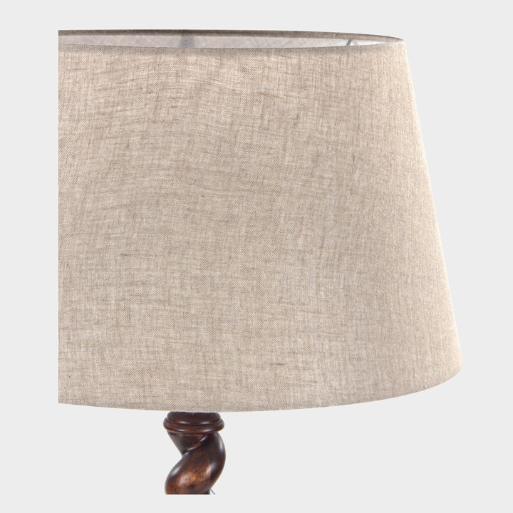 Swirl Acacia Wood & Linen Floor Lamp
