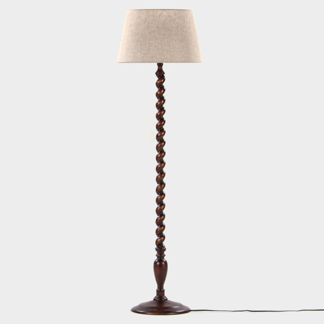 Swirl Acacia Wood & Linen Floor Lamp