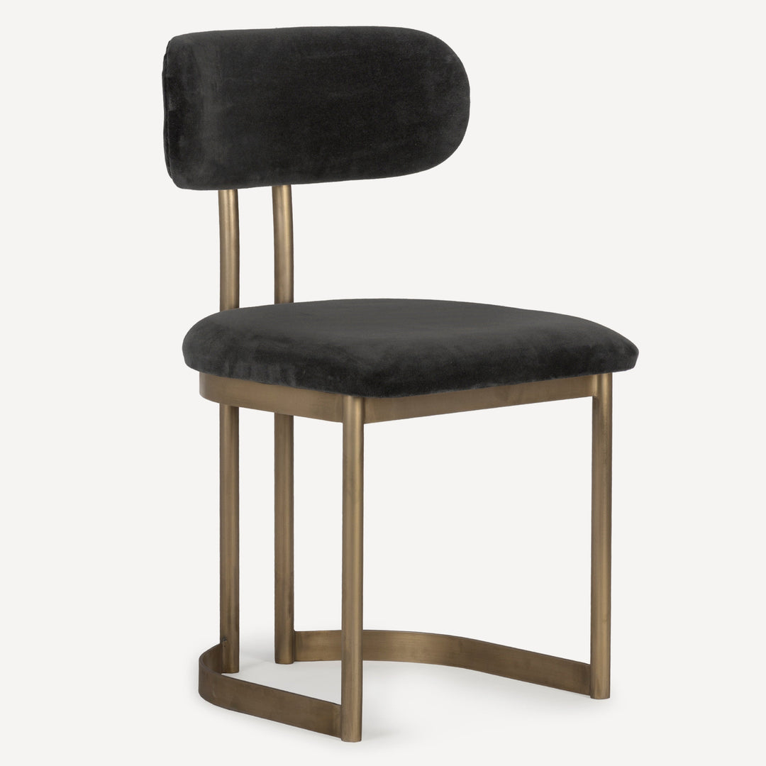 Retro-Elegant Dhurrie Upholstered Chair with Antique Brass Legs