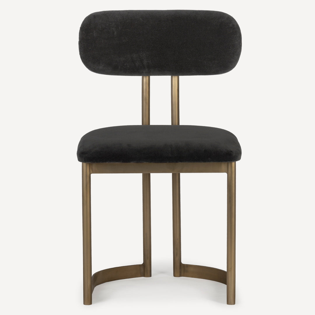 Retro-Elegant Dhurrie Upholstered Chair with Antique Brass Legs