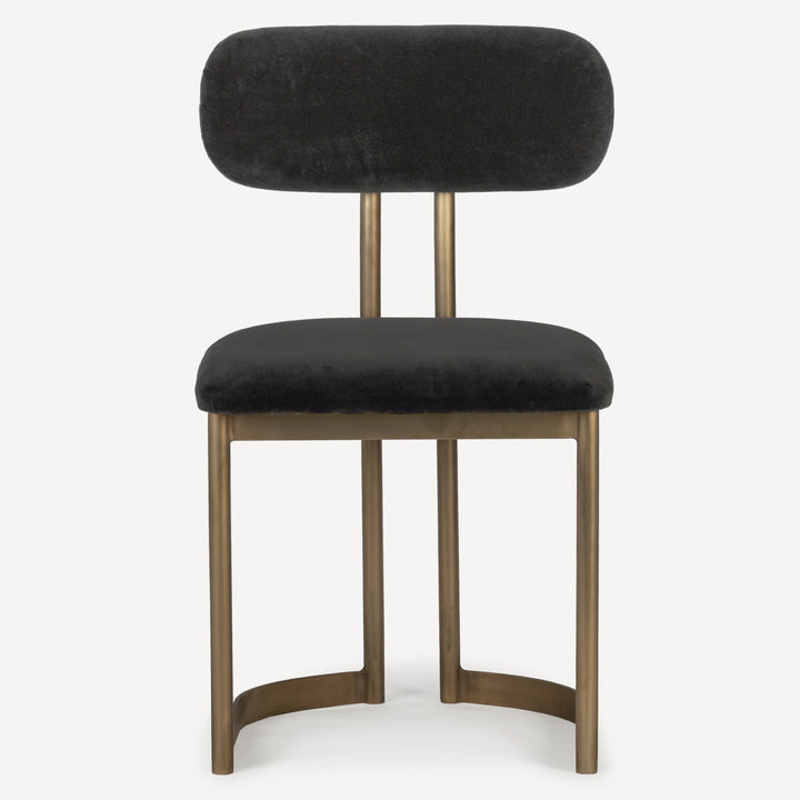 Retro-Elegant Dhurrie Upholstered Chair with Antique Brass Legs