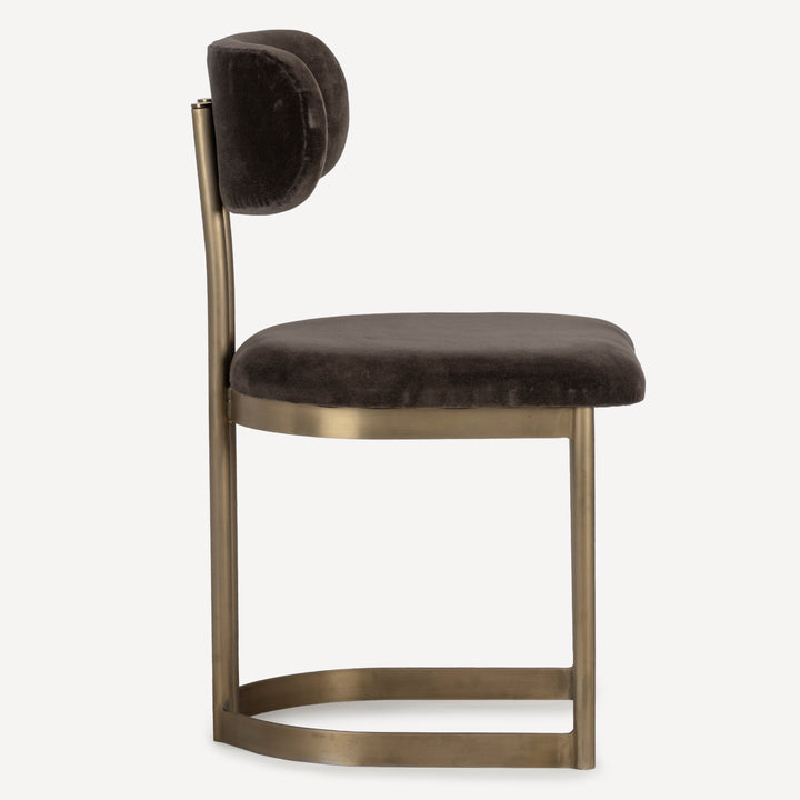 Retro-Elegant Dhurrie Upholstered Chair with Antique Brass Legs
