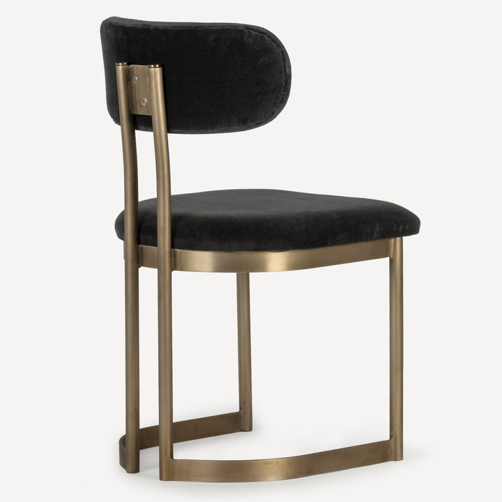 Retro-Elegant Dhurrie Upholstered Chair with Antique Brass Legs