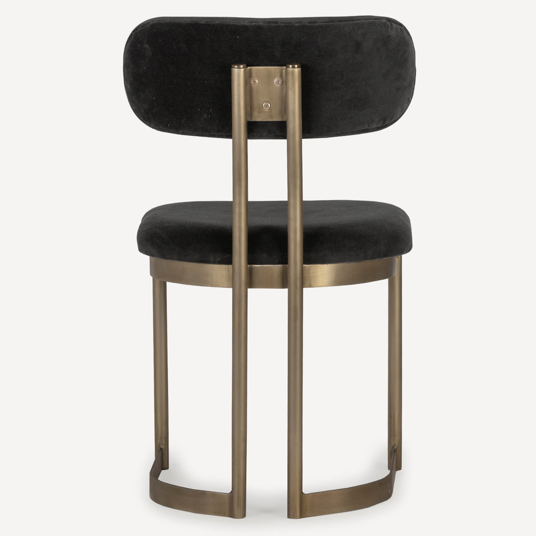 Retro-Elegant Dhurrie Upholstered Chair with Antique Brass Legs