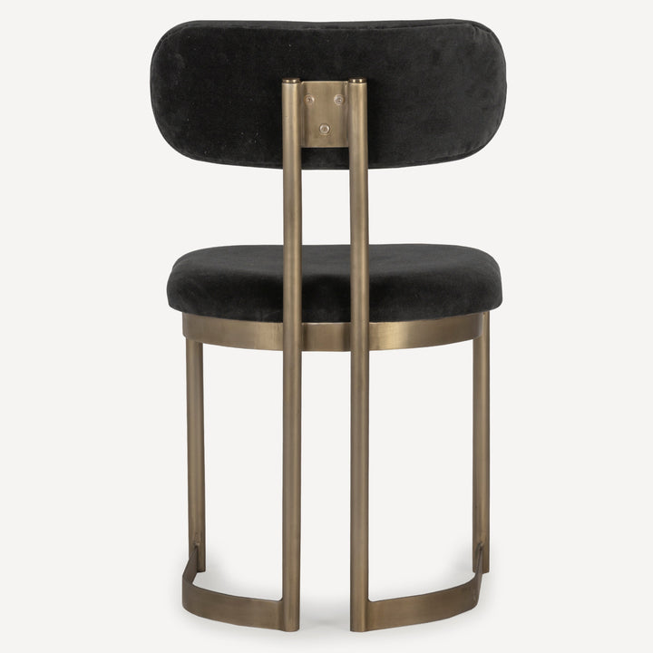 Retro-Elegant Dhurrie Upholstered Chair with Antique Brass Legs