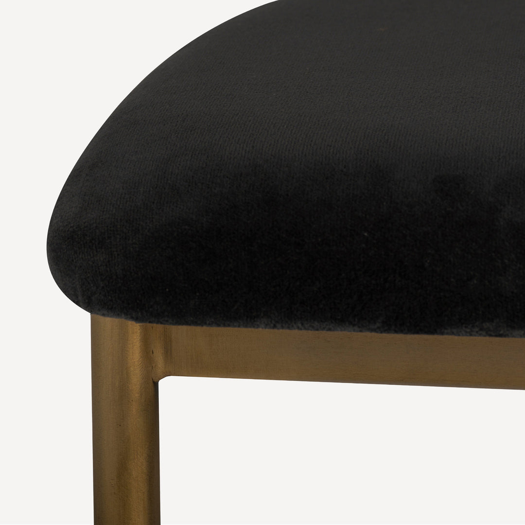 Retro-Elegant Dhurrie Upholstered Chair with Antique Brass Legs