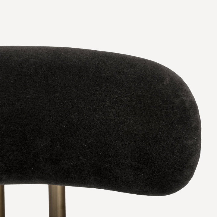 Retro-Elegant Dhurrie Upholstered Chair with Antique Brass Legs