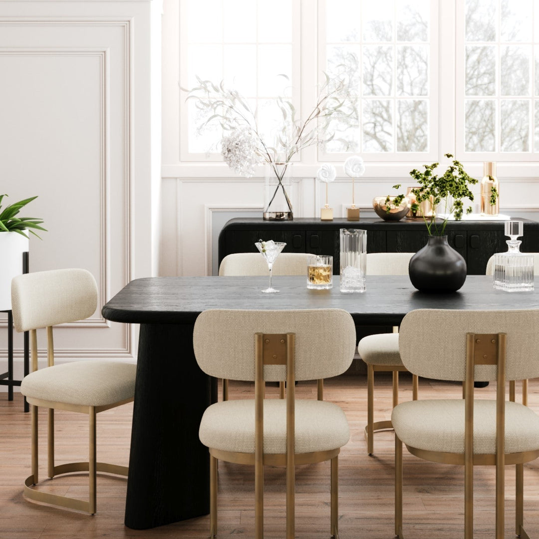 Nature's Embrace Sculpted Oak Dining Table - Carbon Mood