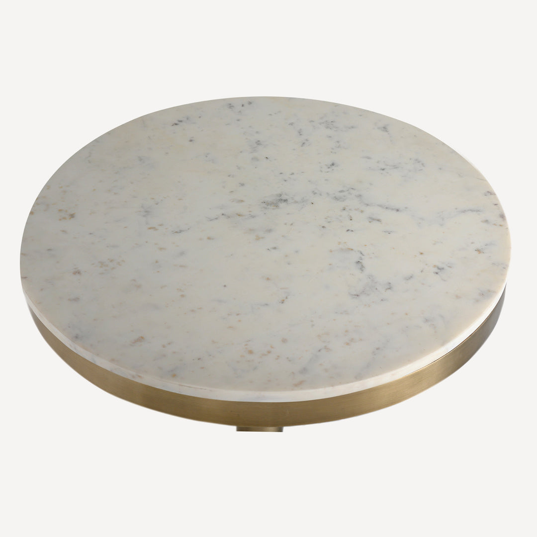 Brass-Accented Stone Bistro Table