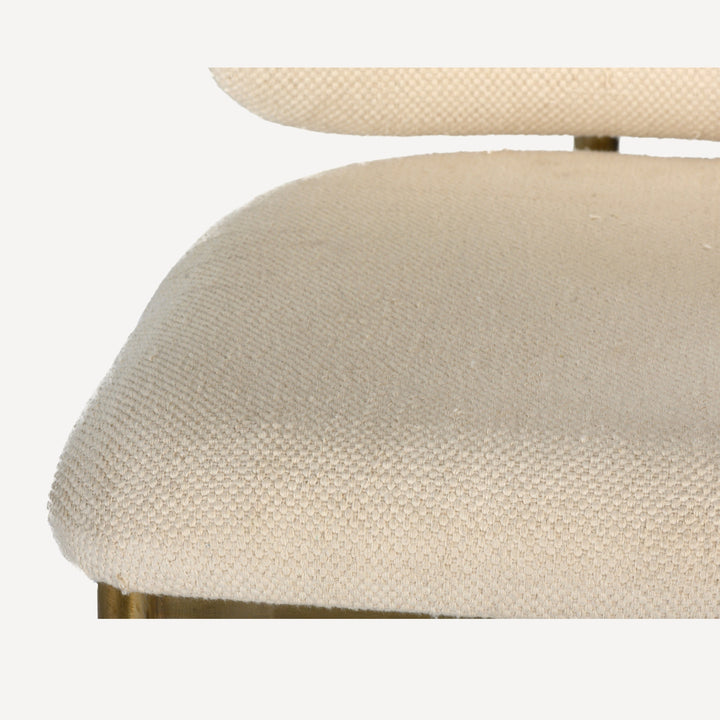 Retro-Glam Bar Stool with Cotton Dhurrie Upholstery