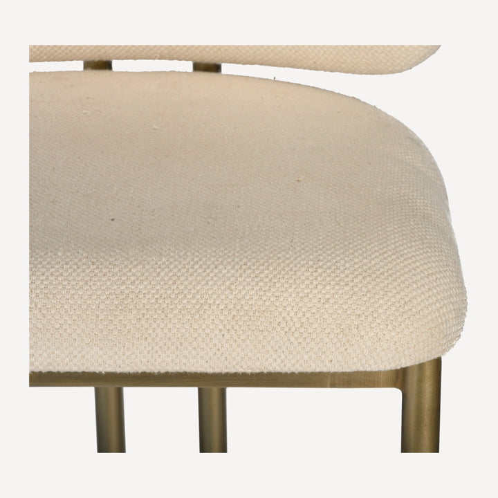 Retro-Glam Bar Stool with Cotton Dhurrie Upholstery