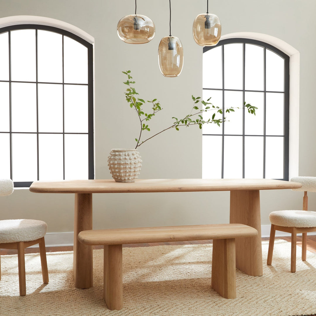 Eco-Charm Oak Dining Table - Graceful Contours
