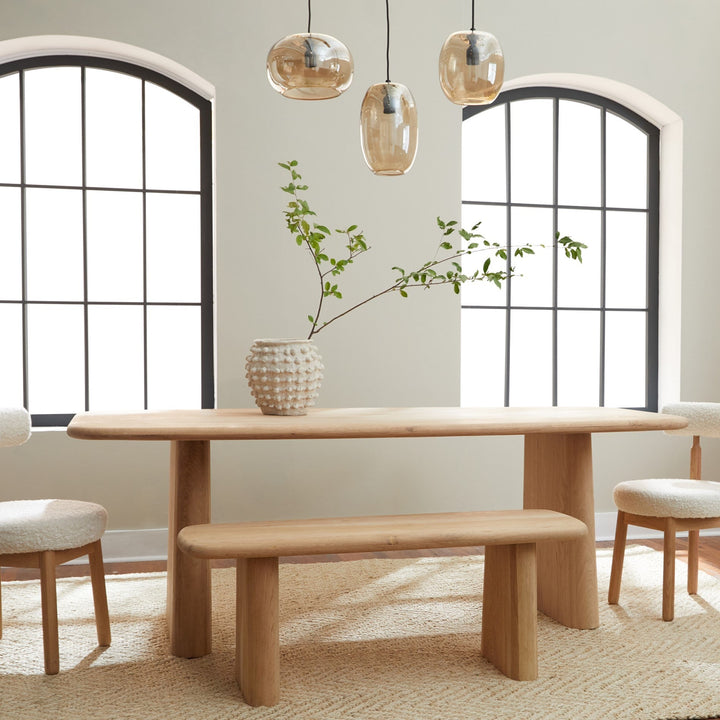 Eco-Charm Oak Dining Table - Graceful Contours