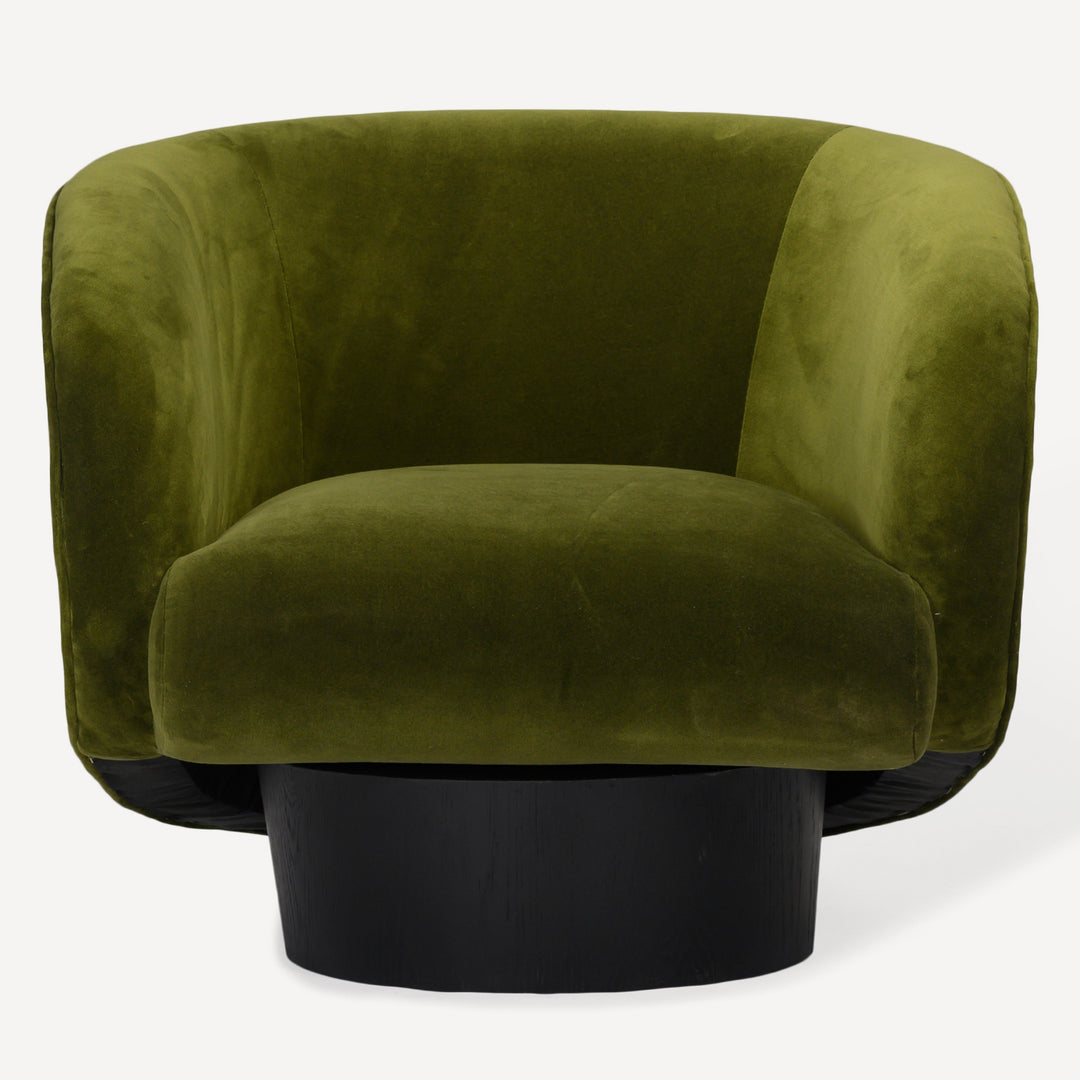 Vogue Velvet Spinning Lounge Chair - Oak