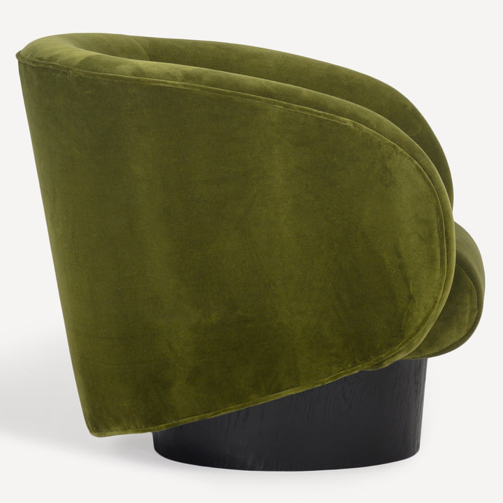 Vogue Velvet Spinning Lounge Chair - Oak