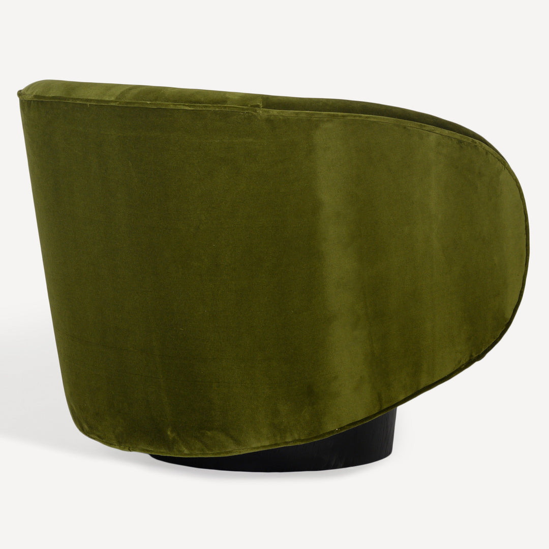 Vogue Velvet Spinning Lounge Chair - Oak
