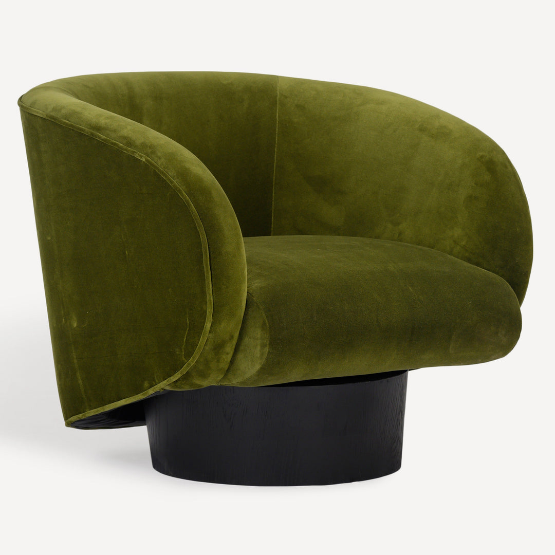 Vogue Velvet Spinning Lounge Chair - Oak