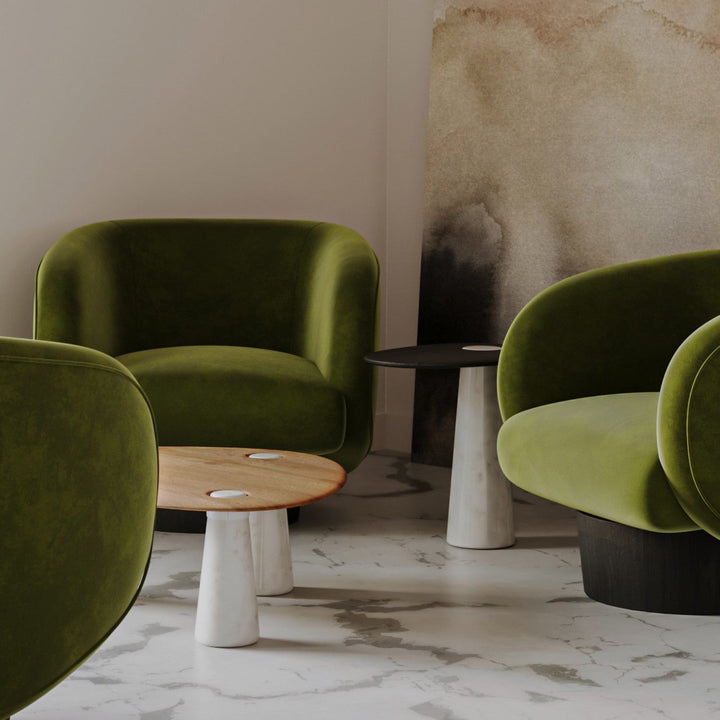 Vogue Velvet Spinning Lounge Chair - Oak