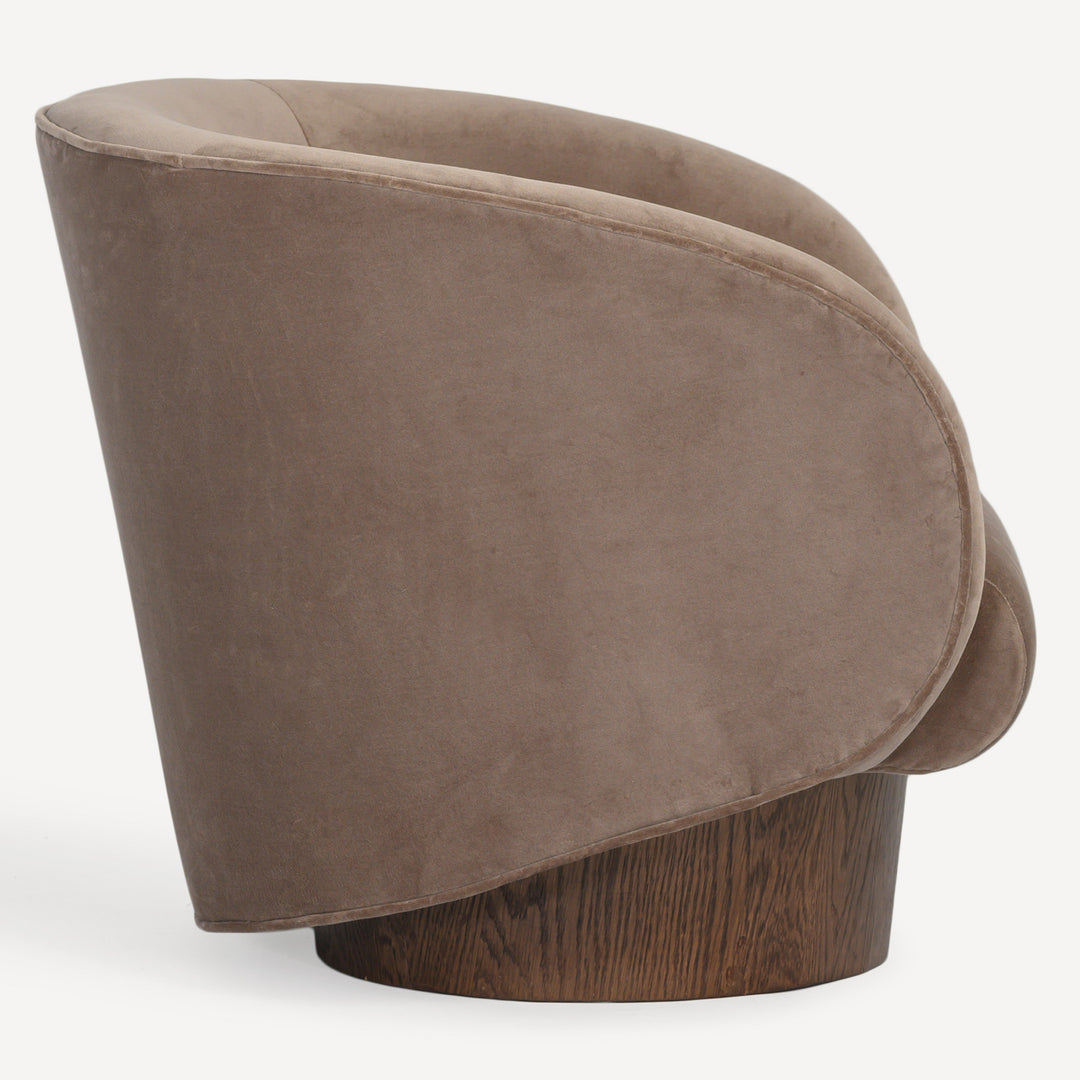 Revolve Oak Velvet Rotunda Swivel Chair