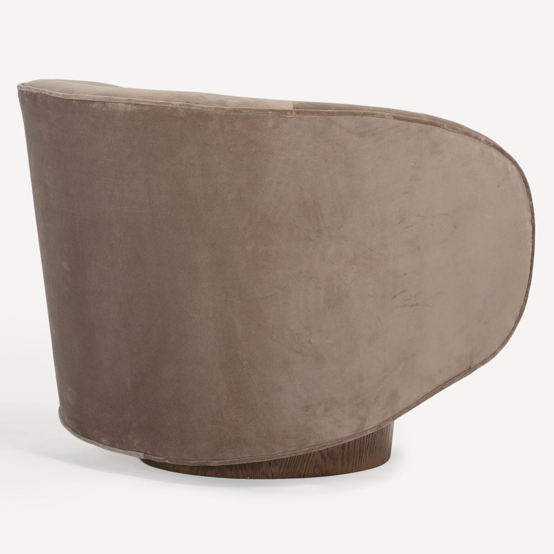 Revolve Oak Velvet Rotunda Swivel Chair