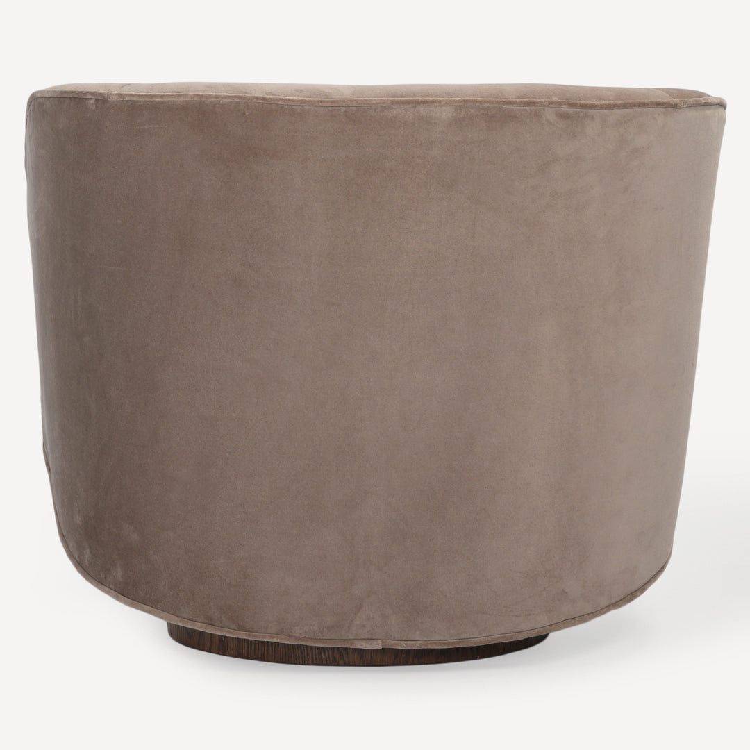 Revolve Oak Velvet Rotunda Swivel Chair