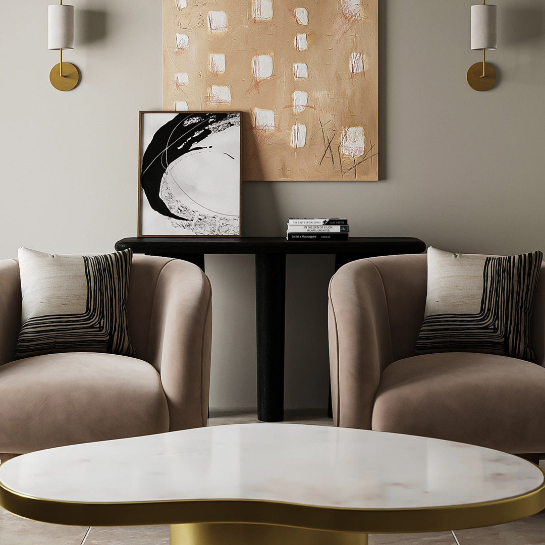 Revolve Oak Velvet Rotunda Swivel Chair