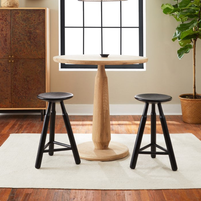 Charcoal Turned Oak Bar Stool - Honest Craftsmanship