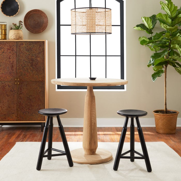 Sleek Oak Pedestal Counter Table - Natural Finish