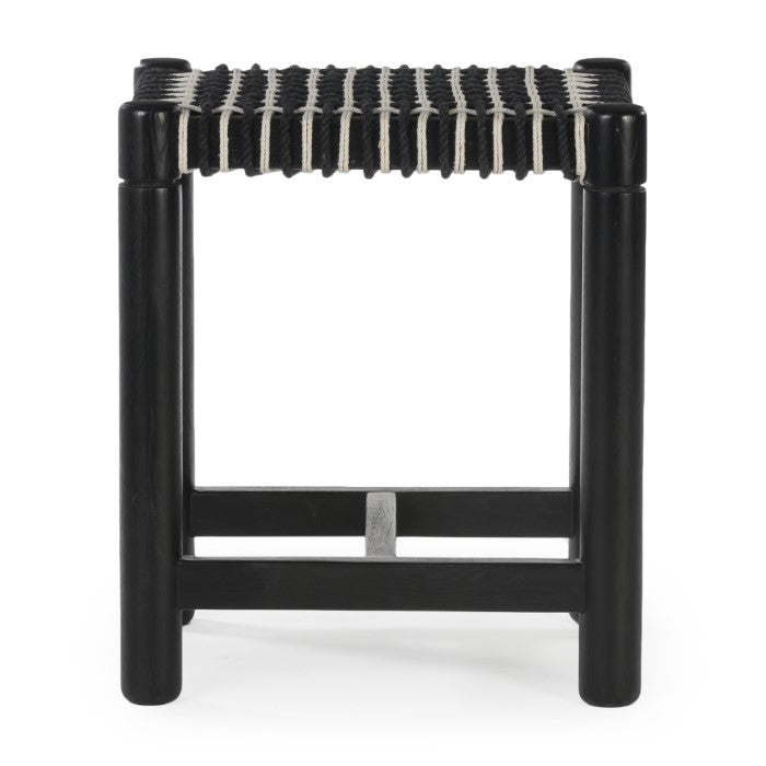 Geo-Weave Charcoal Counter Stool - Artisanal Oak