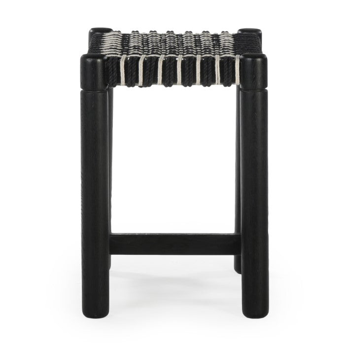 Geo-Weave Charcoal Counter Stool - Artisanal Oak