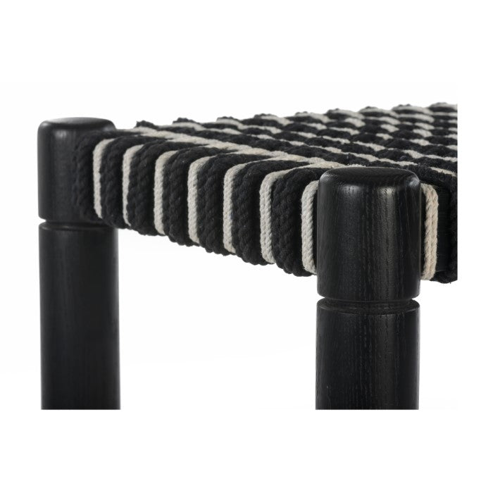 Geo-Weave Charcoal Counter Stool - Artisanal Oak